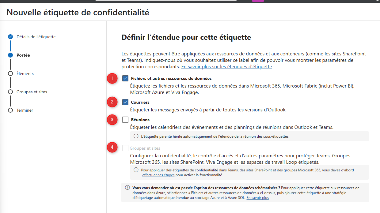 Étendue d’une étiquette dans Microsoft Purview