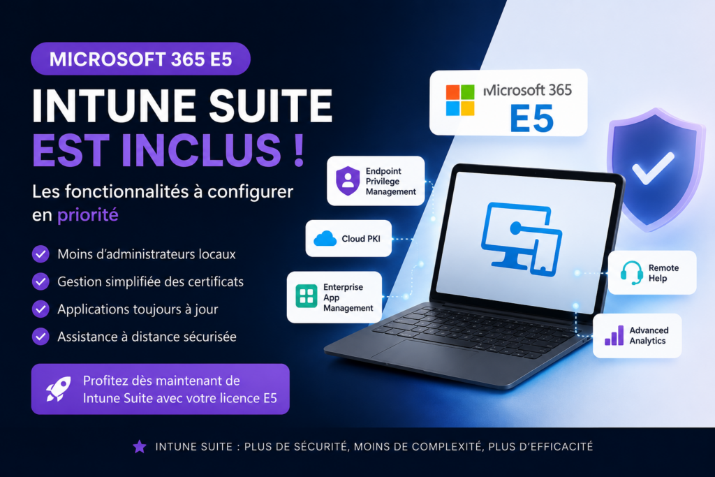 Microsoft 365 E5 inclut désormais Intune Suite : les fonctionnalités à configurer en priorité