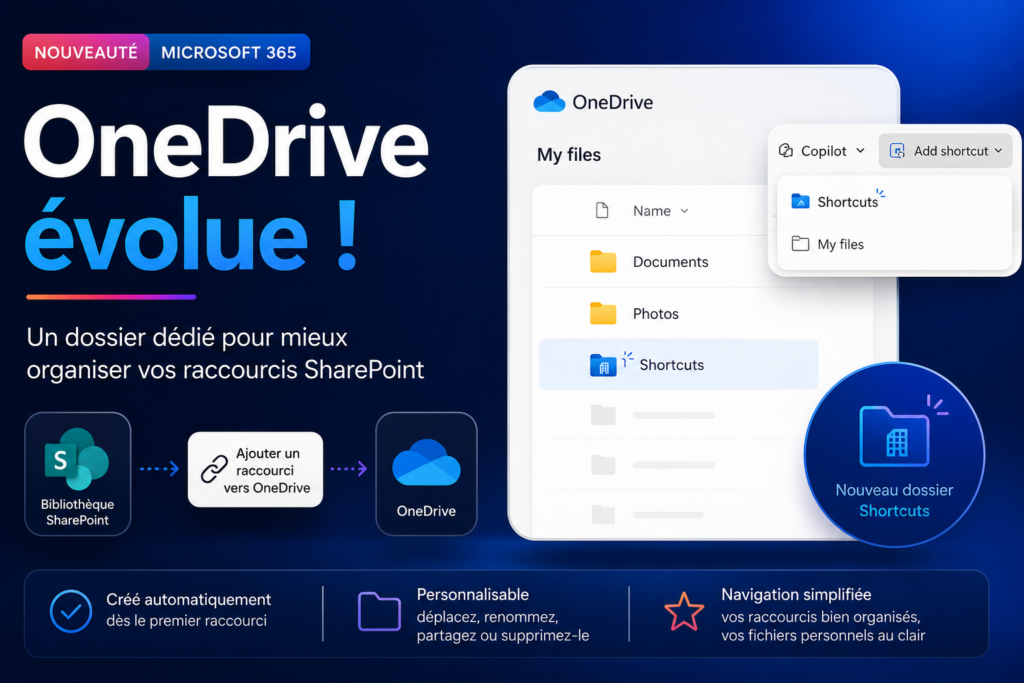 OneDrive évolue : un dossier dédié pour les raccourcis SharePoint